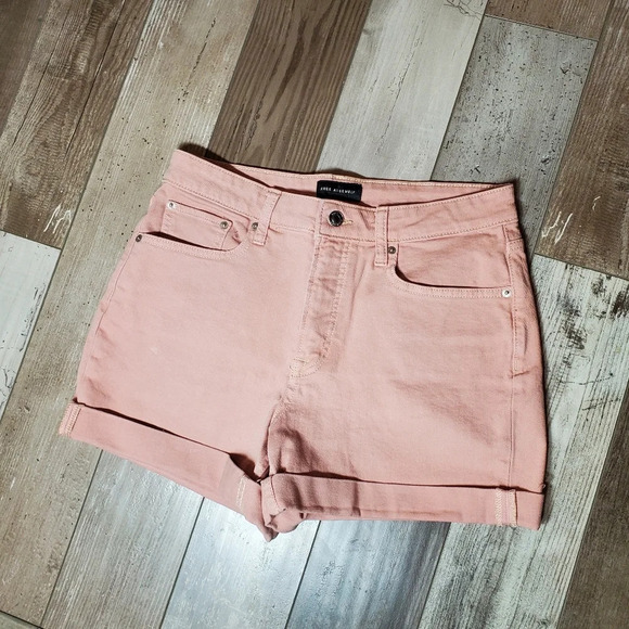 Free Assembly Blush Pink Rolled Cuff Jean Shorts Size 8 - Picture 14 of 16